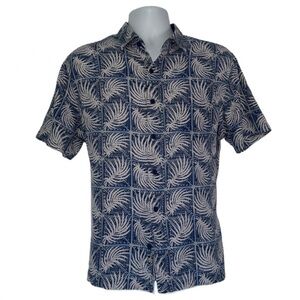 Nat Nast Luxury Originals Men’s Hawaiian Silk Blend Shirt Sz M Blue Palm Print